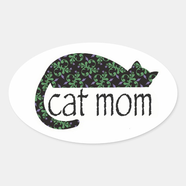 Cat Mom Oval Sticker (Front)