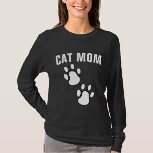 CAT MOM PAW PRINTS Black T-shirts