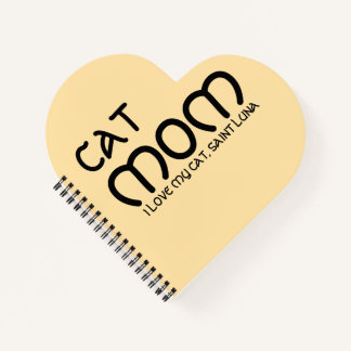 Cat Mom Pet Friends BFF Custom Black Script Beige Notebook