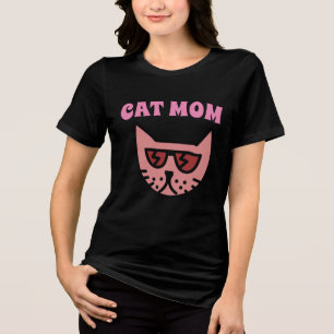 CAT MOM PINK & BLACK LADIES T-SHIRTS