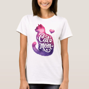 Cat Mom Pink Kitten Cat Lover Mom T-Shirt