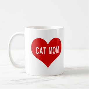 CAT MOM Red Love Heart Coffee Mug