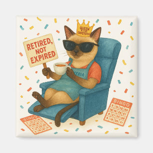 Cat Mom Retirement is drinking coffee  Magnet