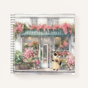Cat mom Siamese cat lovers at Florist shop Notebook