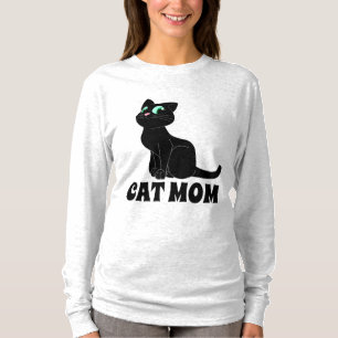 CAT MOM SMILING BLACK CAT T-SHIRTS TEES