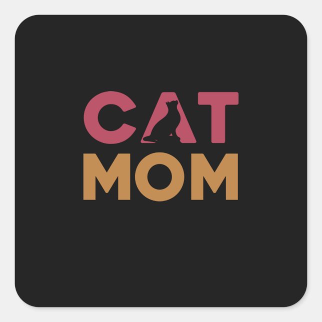 Cat Mom Square Sticker (Front)