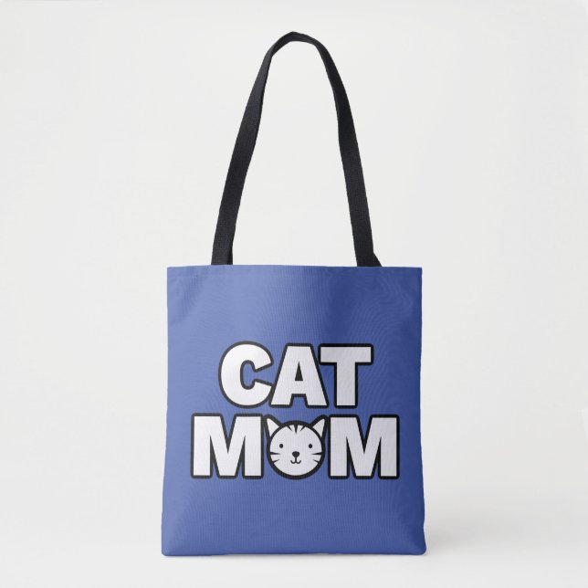 CAT MOM Tote Bag (Blue) (Front)