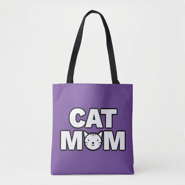 CAT MOM Tote Bag (Purple) (Front)