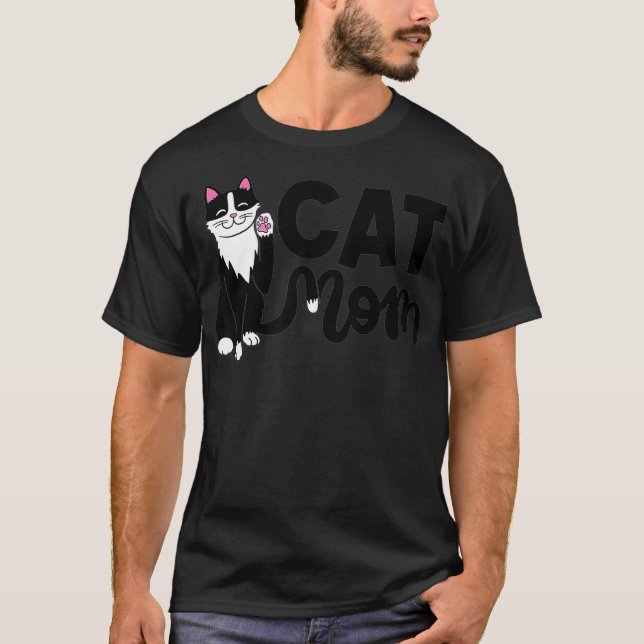 Cat Mom Tshirt, Cute Womens Cat , Cat Lover  T-Shirt (Front)