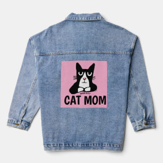 CAT MOM, Tuxedo Cat (Panda Kitty) T-Shirt Denim Jacket