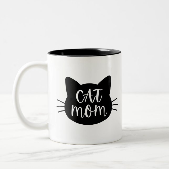 Cat Mom Two-Tone Coffee Mug (Left)