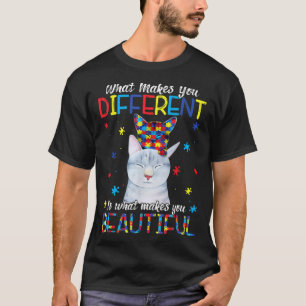 Cat Mom What Makes You Different Autism Child Awar T-Shirt