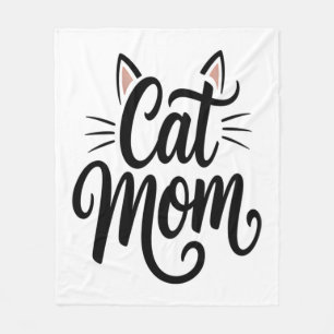Cat Mom Whiskers and Ears Fleece Blanket