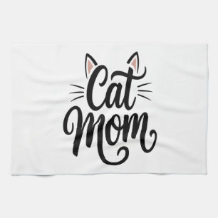 Cat Mom Whiskers and Ears Tea Towel