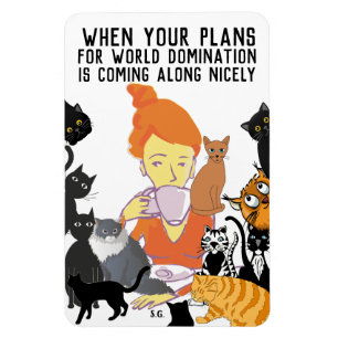 CAT MOM WORLD DOMINATION FLEXIBLE MAGNET