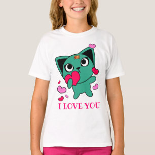 Cat Monster Love Cute Girl Sweet Heart T-Shirt