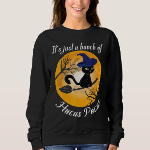 Cat Moon Funny Halloween It's Just A Bunch Of Hocu Sweatshirt