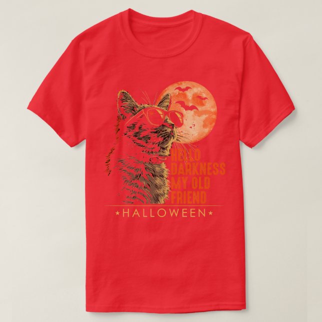 Cat Moon Halloween Darkness T-Shirt (Design Front)