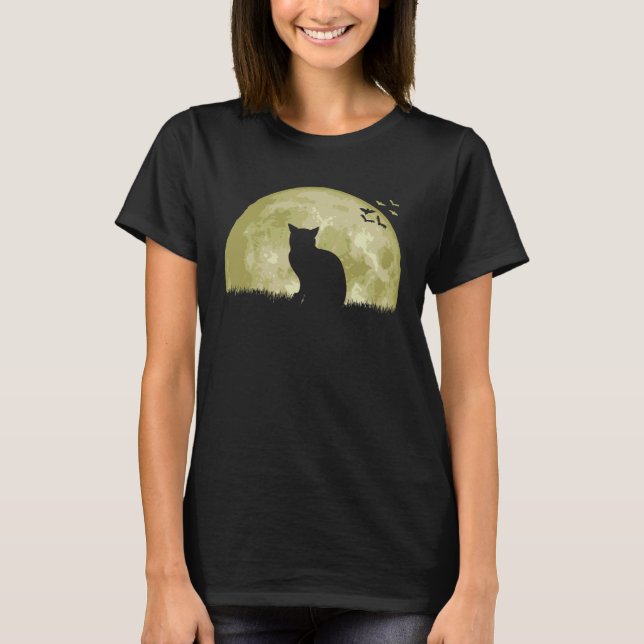 Cat Moon Light Night T-Shirt (Front)