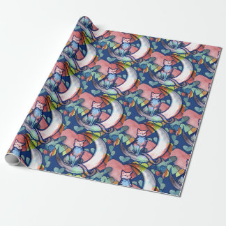 Cat Moon Lover Hearts Wrapping Paper