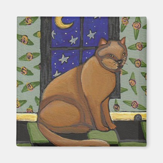 Cat, Moon & Stars - magnet (Front)