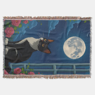 Cat & Moon Throw Blanket
