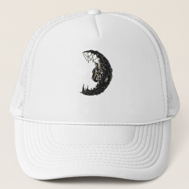 Cat Moon Trucker Hat (Front)