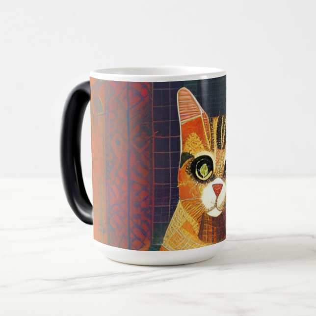 Cat moroccan mosaic abstract art portrait kitty magic mug (Front Left)