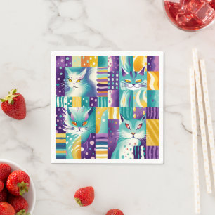 cat mosaic 3 napkin