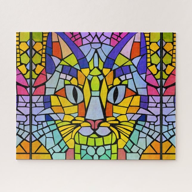 Cat Mosaic Challenge - Cheerful Colourful Tiles Ji Jigsaw Puzzle (Horizontal)