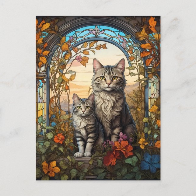 cat mother and child postcard (Front)