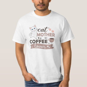 Cat Mother Coffee Lover Cute White Cats T-Shirt