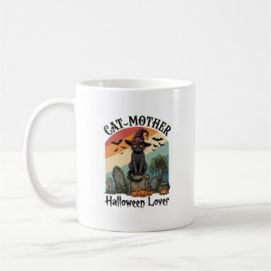 Cat Mother Halloween Lover Black Witch Hat Pumpkin Coffee Mug