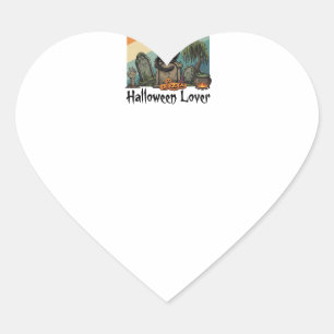 Cat Mother Halloween Lover Black Witch Hat Pumpkin Heart Sticker