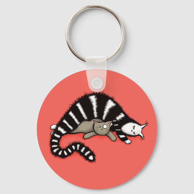 Cat Mother Protects Her Cute Kitty Key Ring (Front)