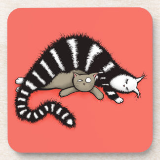 Cat Mother Protects Her Cute Kitty Kid Coaster