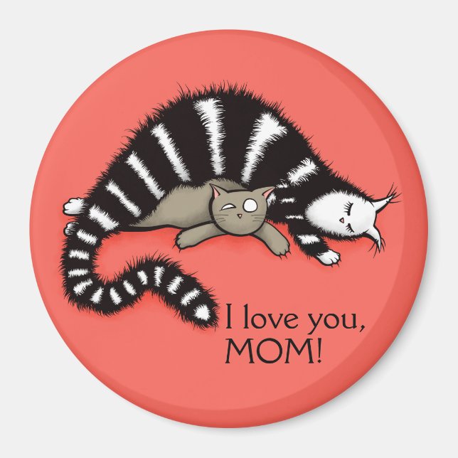 Cat Mother Protects Her Cute Kitty Love Mum Magnet (Front)