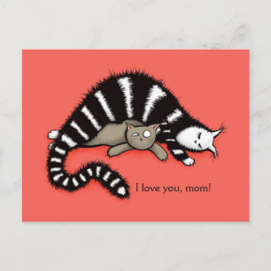 Cat Mother Protects Her Cute Kitty Love Mum Postcard