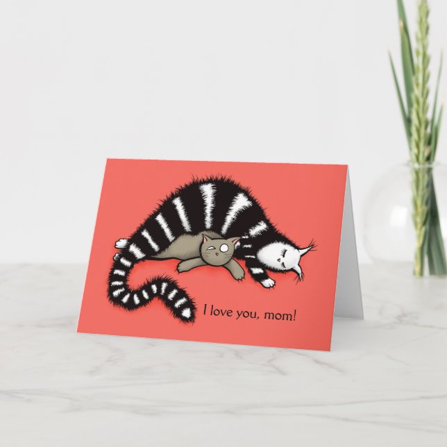 Cat Mother Protects Her Kitty Mothers Day Love Mum Card (Front)
