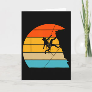 Cat Mountain Climber Boulder Sport Art Retro Rock Card