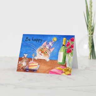 Cat & mouse birthday card