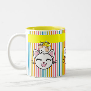 Cat Mouse Cheese Stripe  Mug