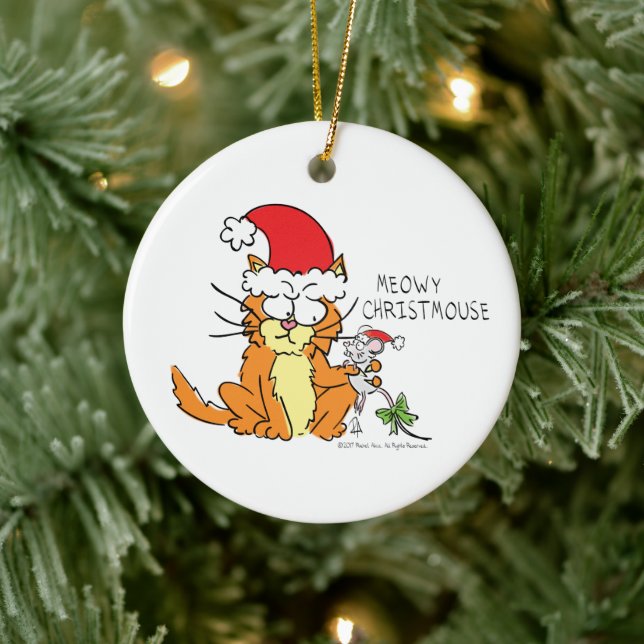Cat Mouse Christmas Funny Cartoon Cute Ceramic Tree Decoration (Tree)