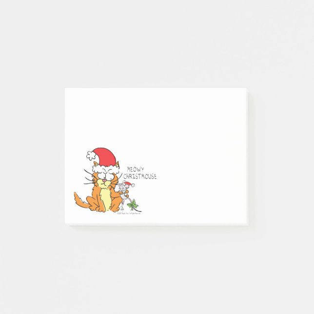 Cat Mouse Christmas Funny Cartoon Cute Post-it Notes (Front)