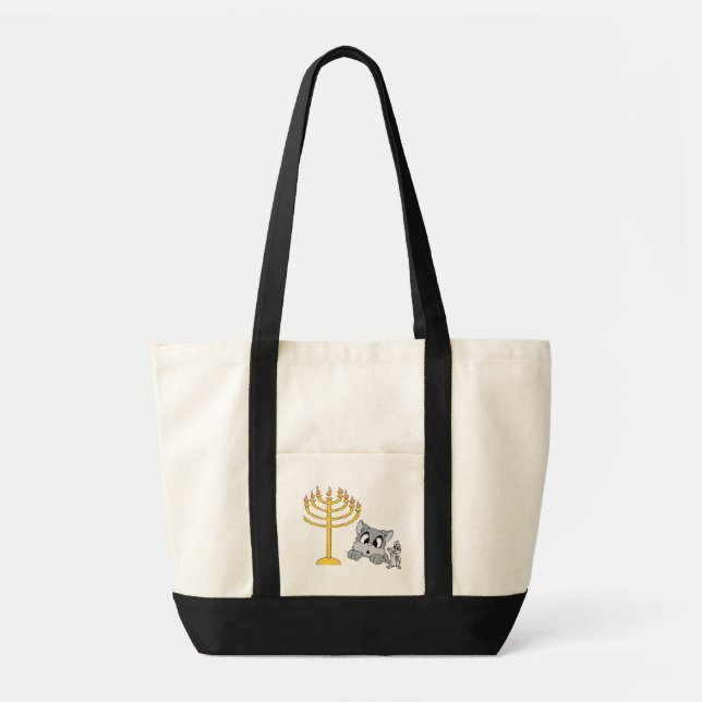 Cat Mouse Menorah Tote Bag (Front)