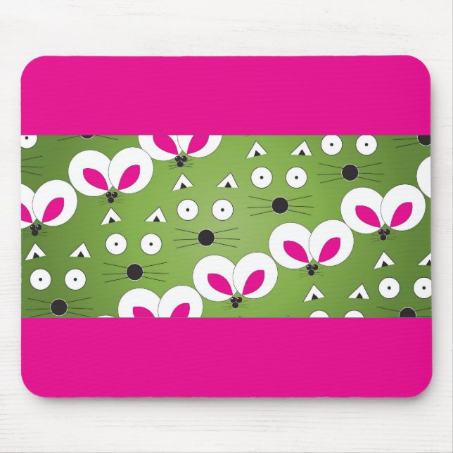 Cat Mouse Pattern green Mat (Front)