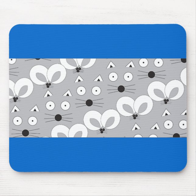 Cat & Mouse pattern grey Mat (Front)