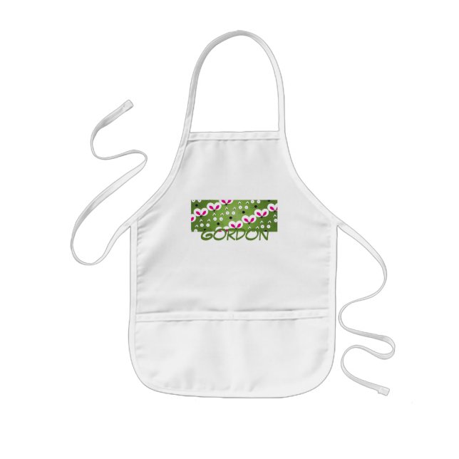 Cat Mouse Pattern Grrwwn Kids Apron (Front)
