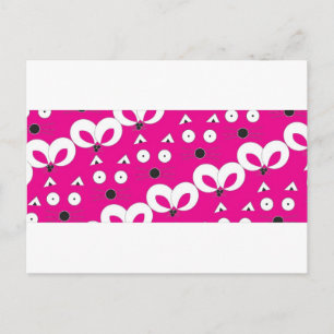 Cat Mouse Pattern Hot Pink Postcard