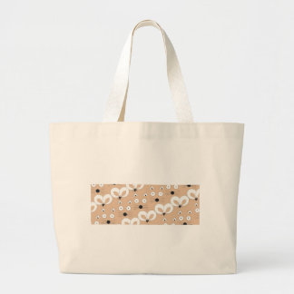 Cat & Mouse pattern Tan Large Tote Bag